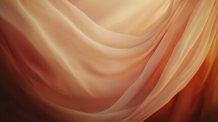 Soft, peachy drapes cascade in folds.