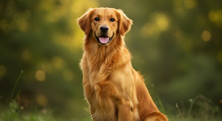 Obraz premium Golden retriever sitting facing forward