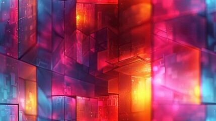 The abstract picture of the neon red polygon shape geometry futuristic material in the background, geometry is about the study of shapes, size, properties, and dimensions of objects and spaces. AIG51.