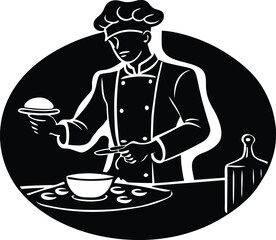 Chef Baking Cake Silhouette