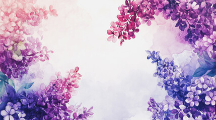 Obraz premium Elegant wedding invitation card background . Minimal hand painted watercolor Lilac flowers texture template background. Design for wedding, vip cover, poster, rsvp moderncard.Valentine's Day