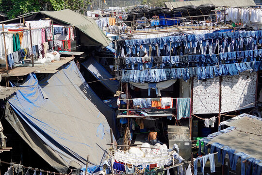 laundry at the dhobi ghat slum in mumbai