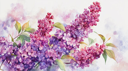 Elegant wedding invitation card background . Minimal hand painted watercolor Lilac flowers texture template background. Design for wedding, vip cover, poster, rsvp moderncard.Valentine's Day

