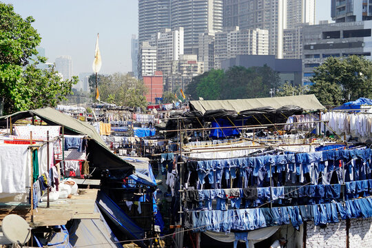 laundry at the dhobi ghat slum in mumbai