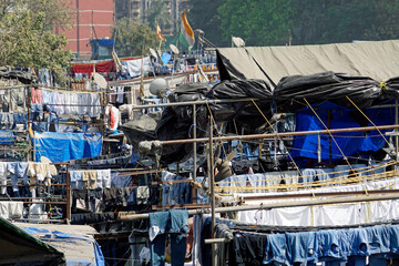 laundry at the dhobi ghat slum in mumbai