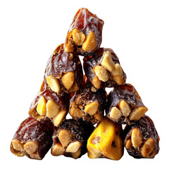  Pyramid stack of Medjool dates filled with assorted nuts and lightly dusted