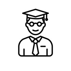 Graduate teacher smiling in academic attire on a white background  