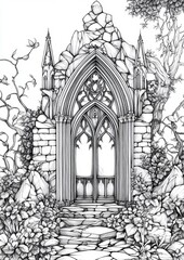 Fototapeta premium Windows To Another World Coloring Pages