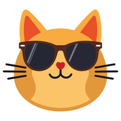 Cool Cat Face with Sunglasses &ndash; Vector Illustration on White Background