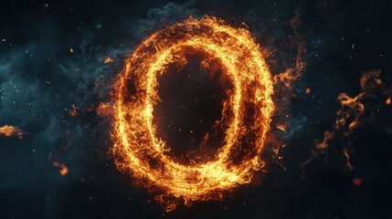 Fototapeta premium Fiery ring, abstract art, dark background, energy concept