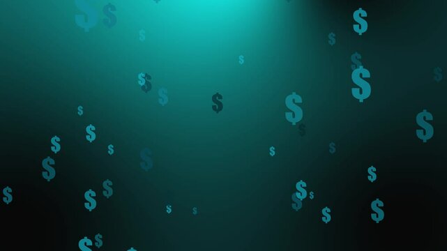 animated dollar moving up on black background.