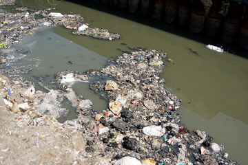 rubbish at the dharavi slum in mumbai, india