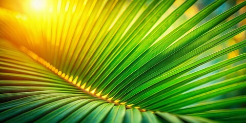 Obraz premium Miniature Green Palm Leaf in Sunlight - Tilt-Shift Photography
