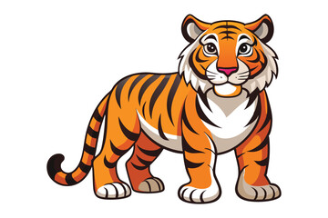 Bengal Tiger Mascot Full Body White Background