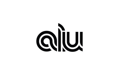 Fototapeta premium ALU Creative Unique Modern Letter Logo Design. Stylized logo featuring a unique letter design, presenting abstract minimalist aesthetics and modern appeal.