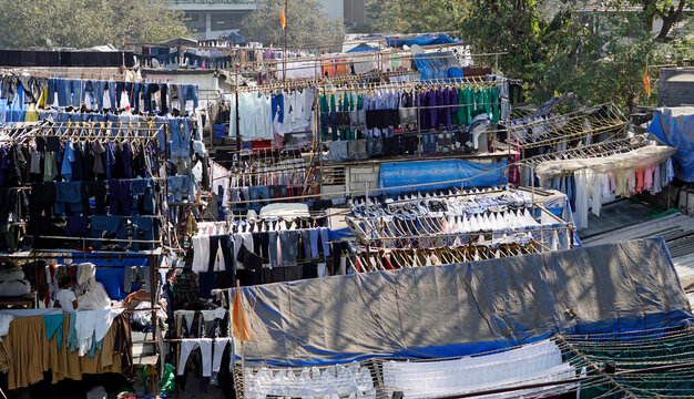 laundry at the dhobi ghat slum in mumbai