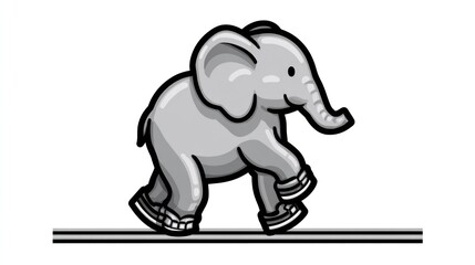 Obraz premium Cute elephant cartoon walking