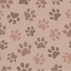 Fototapeta premium Paw Print Toss Repeat Pattern - Brown