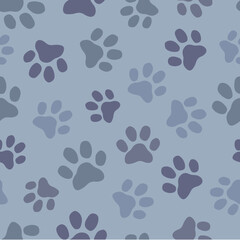 Paw Print Toss Repeat Pattern - Steel Blue