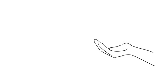 Gentle Hold open save hands One line continuous art, Helping Hands Line Drawing, hand Symbol sign, Protective Hands Illustration, Hand Drawn Protective palms, Guardian hands line art outline doodle li