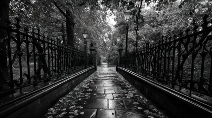 Fototapeta premium Dark, park pathway