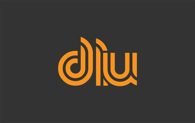 DLU Creative Unique Modern Letter Logo Design. Stylized logo featuring a unique letter design, presenting abstract minimalist aesthetics and modern appeal.