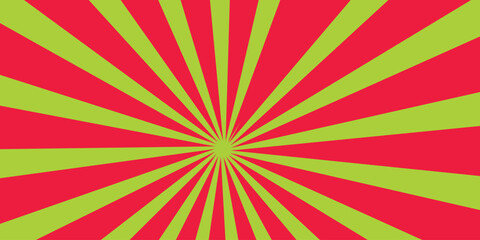 Obraz premium Square retro background with rays. Christmas background with red and green stripes.