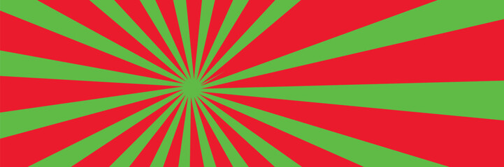 Fototapeta premium Square retro background with rays. Christmas background with red and green stripes.