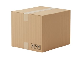 Cardboard box packaging shipping delivery moving carton sealed isolated on white background