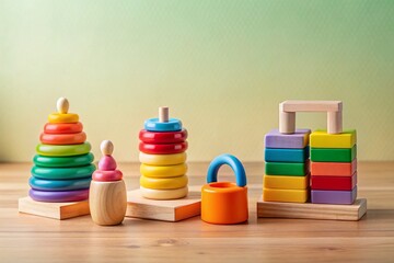 Minimalist Colorful Preschool Toys: Blocks, Stacking Rings & Educational Fun