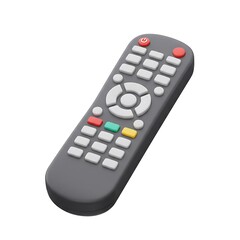 3D black TV remote with colorful buttons