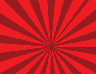 Retro comic rays red background. 