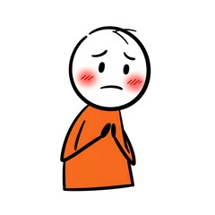 3D cartoon character showing guilt or regret