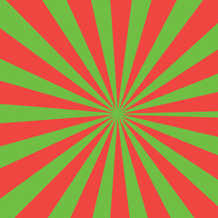 Obraz premium Square retro background with rays. Christmas background with red and green stripes.