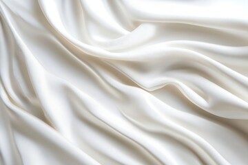 Fototapeta premium Abstract view of smooth, white fabric cascading in elegant folds. The pristine material captures light and shadow, creating a soft texture.