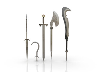 3d weapons modeling game asset isolated transparent background