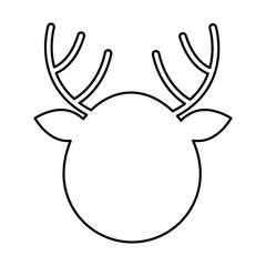 Black linear icon of deer head on white background. Animal. Vector illustration.
