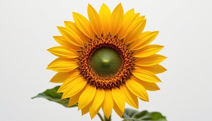 Fototapeta premium Bright and Bold Sunflower Bloom Against Soft White Background