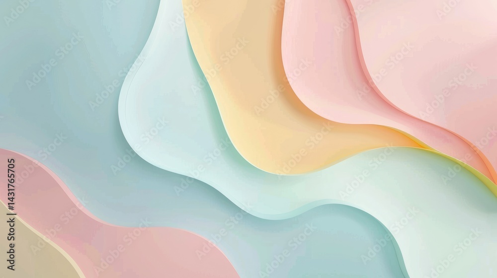 Poster abstract pastel geometric shapes with soft gradients. 3d rendering background image of multi colored