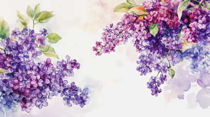 Elegant wedding invitation card background . Minimal hand painted watercolor Lilac flowers texture template background. Design for wedding, vip cover, poster, rsvp moderncard.Valentine's Day