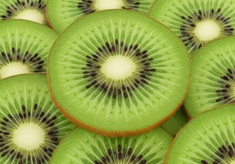 Kiwi fruit slices close up fresh food background texture isolated on white background