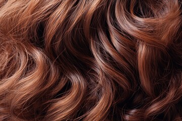 Naklejka premium A close-up view of luxurious, wavy reddish-brown hair, showcasing its texture and shine.