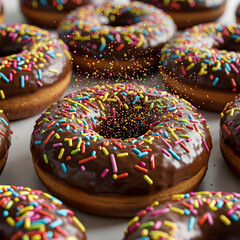Chocolate Donuts with Rainbow Sprinkle Explosion