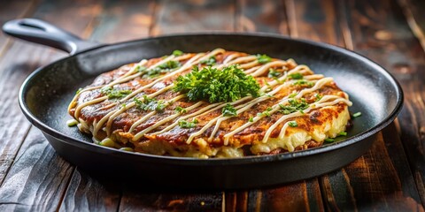 Minimalist Okonomiyaki in Skillet: Japanese Savory Pancake
