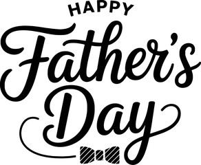 Obraz premium Happy fathers day black calligraphy lettering with bowtie isolated on white background