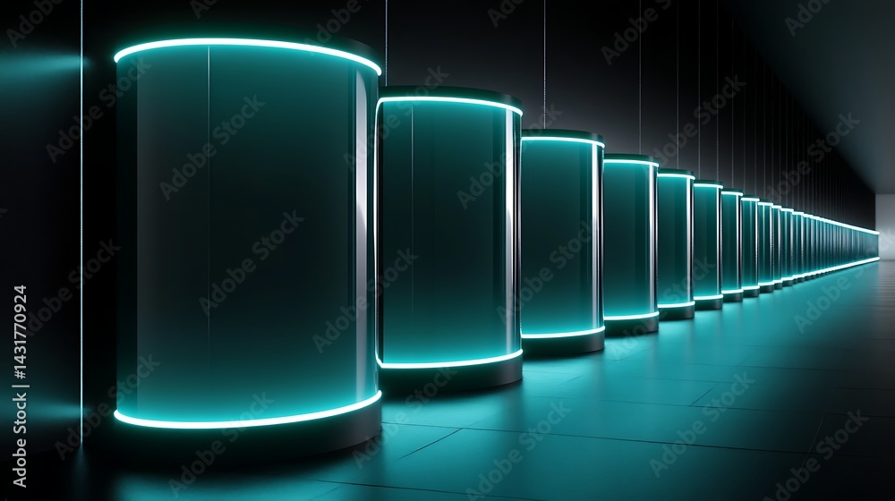 Wall mural futuristic cylindrical display array