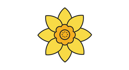 Simple flat color style sunflower vector illustration for digital and print designs.