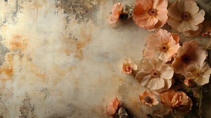 Floral mail art beige background calm tone