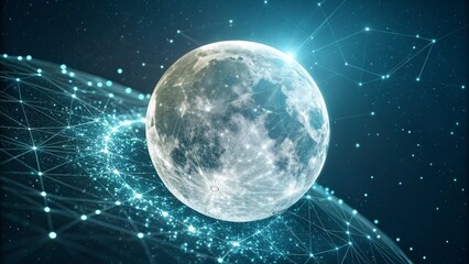 Obraz premium Planet Earth from space with network representing international communication, technology and travel. 3D illustration.