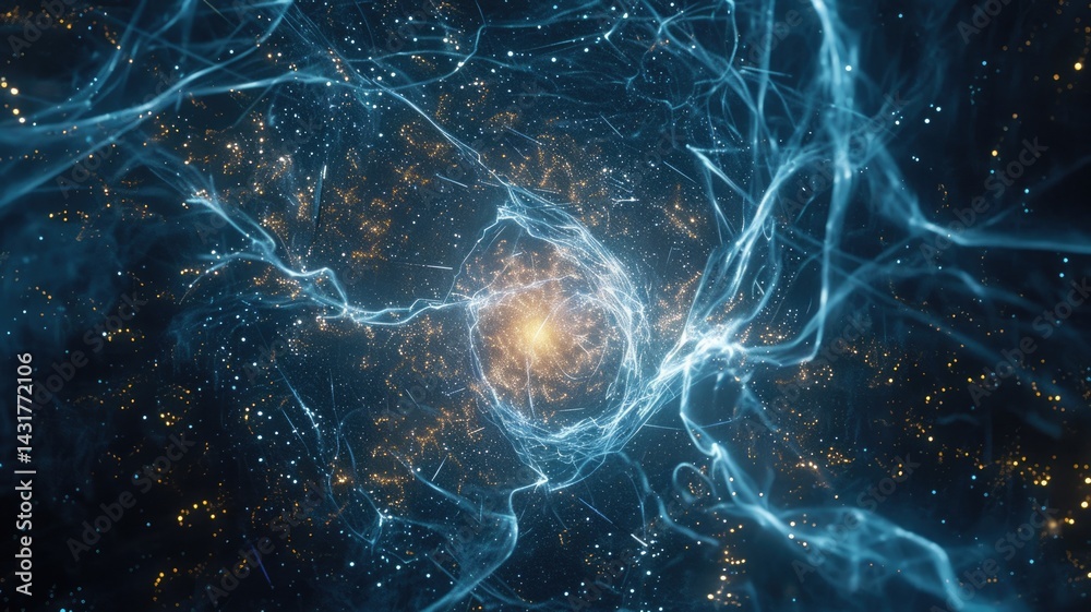 Poster abstract picture of wonderful blue wave in nebula style design connect and flow express energy dynam